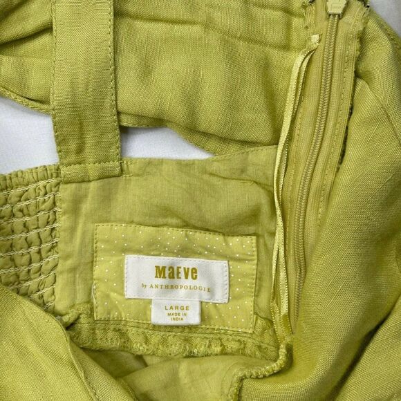 Anthropologie Maeve Linen Blend Retro Sundress Lime - Picture 4 of 13